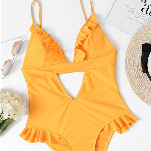 h&m yellow one piece swimsuit